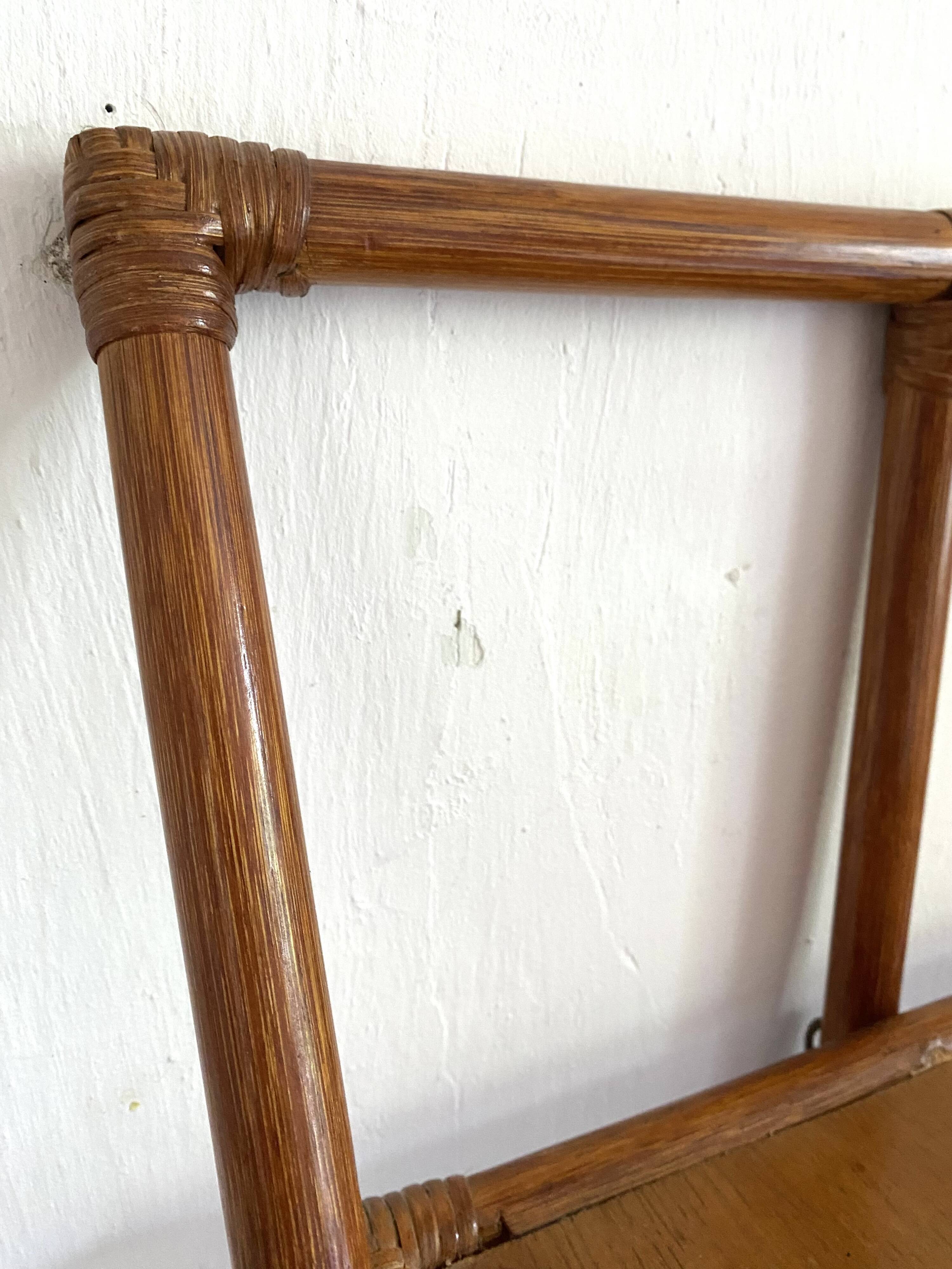 70s rattan wall shelf