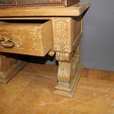 Neoclassical Art Deco cabinet in leather and oak