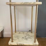 Marble and brass sofa pedestal table