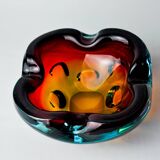 Sommerso orange and blue trinket tray by Flavio Poli for Seguso, Murano glass, Italy, 1970