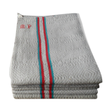 Set of 5 towels embroidered vintage, basque canvas