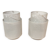 Set of 2 large metal candle holders in scandinavian design.