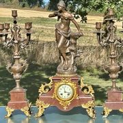 Napoleon III fireplace garniture in marble & regulus signed Auguste Moreau.