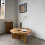 Round modernist coffee table, elm, 1950s.