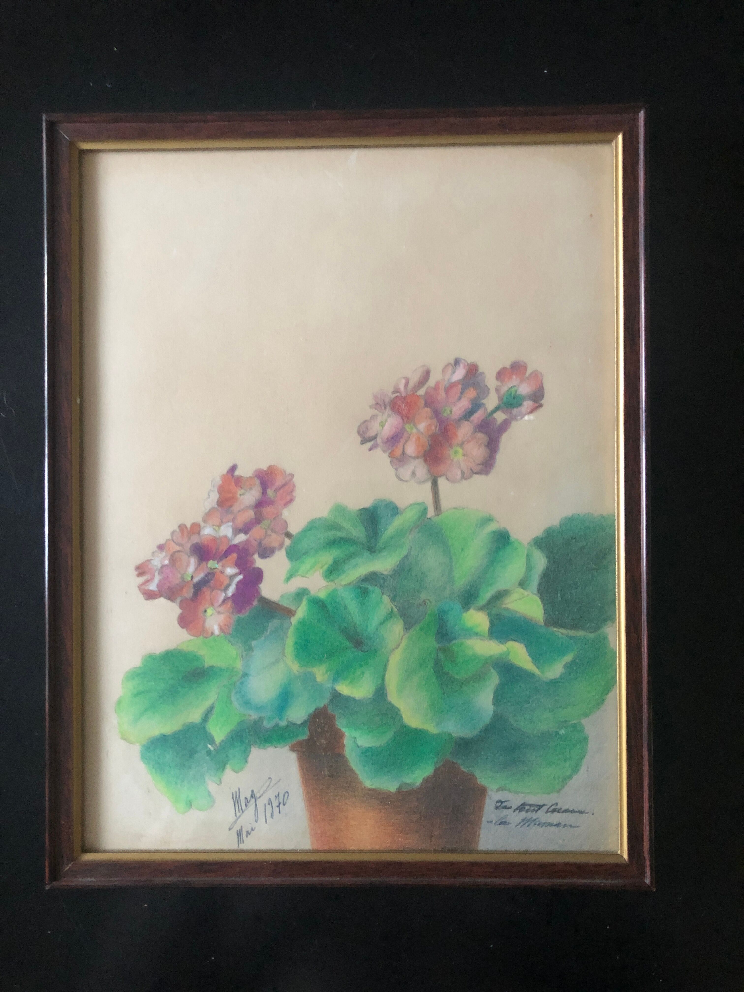Pastel of vintage flowers