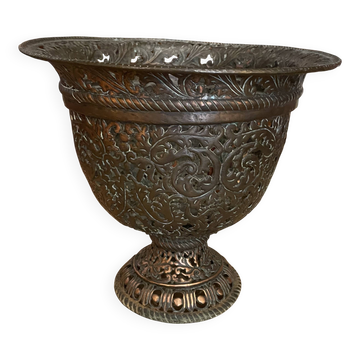 17th century Italian chased bronze cup or urn