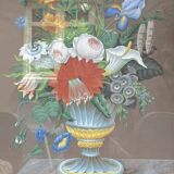 “Bouquet of flowers” still life painting in Neo Classical style, gouache on paper, ca 1830