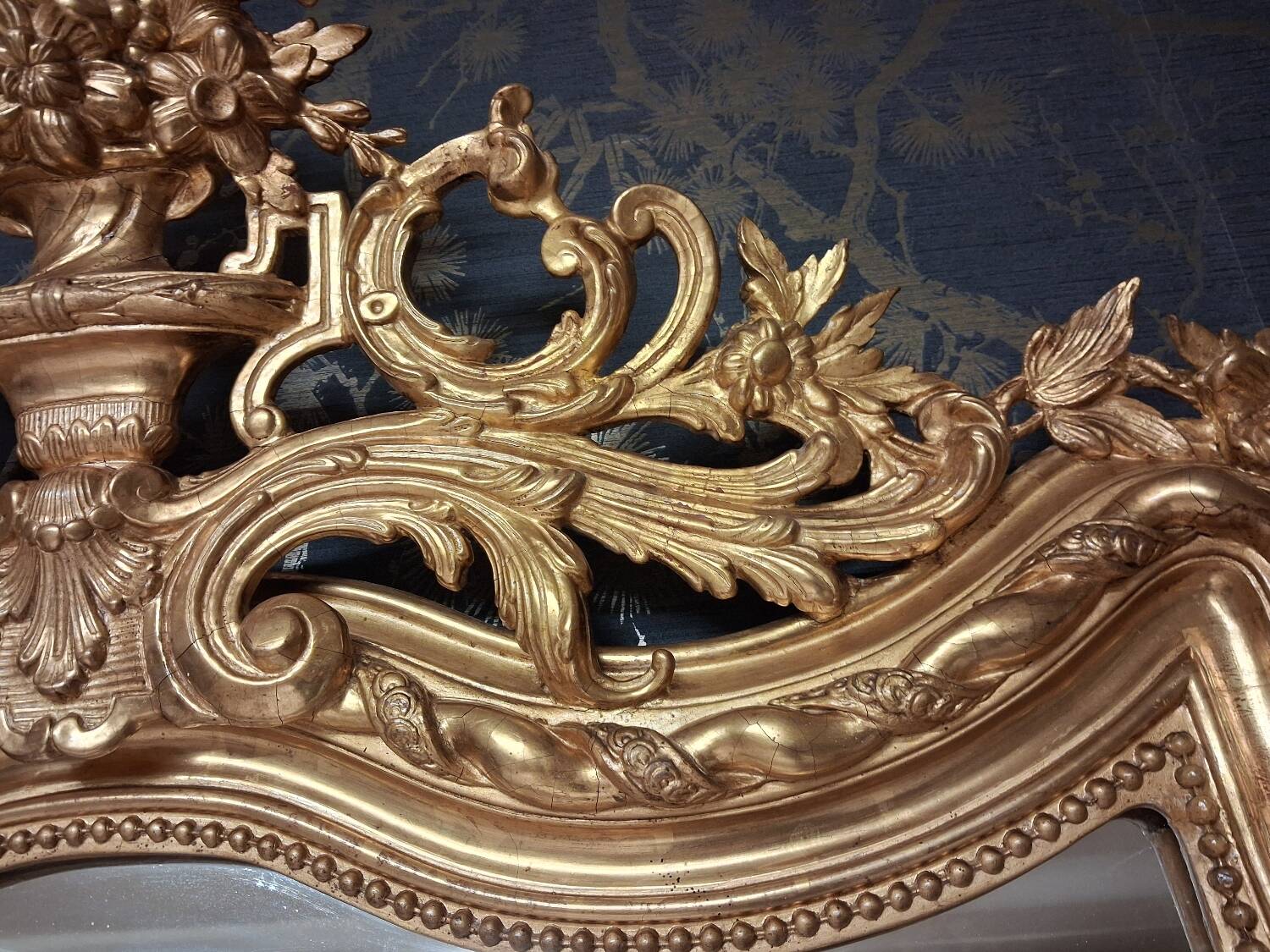 19th century mirror inspired by Louis XVI style, 2.15m x 98cm