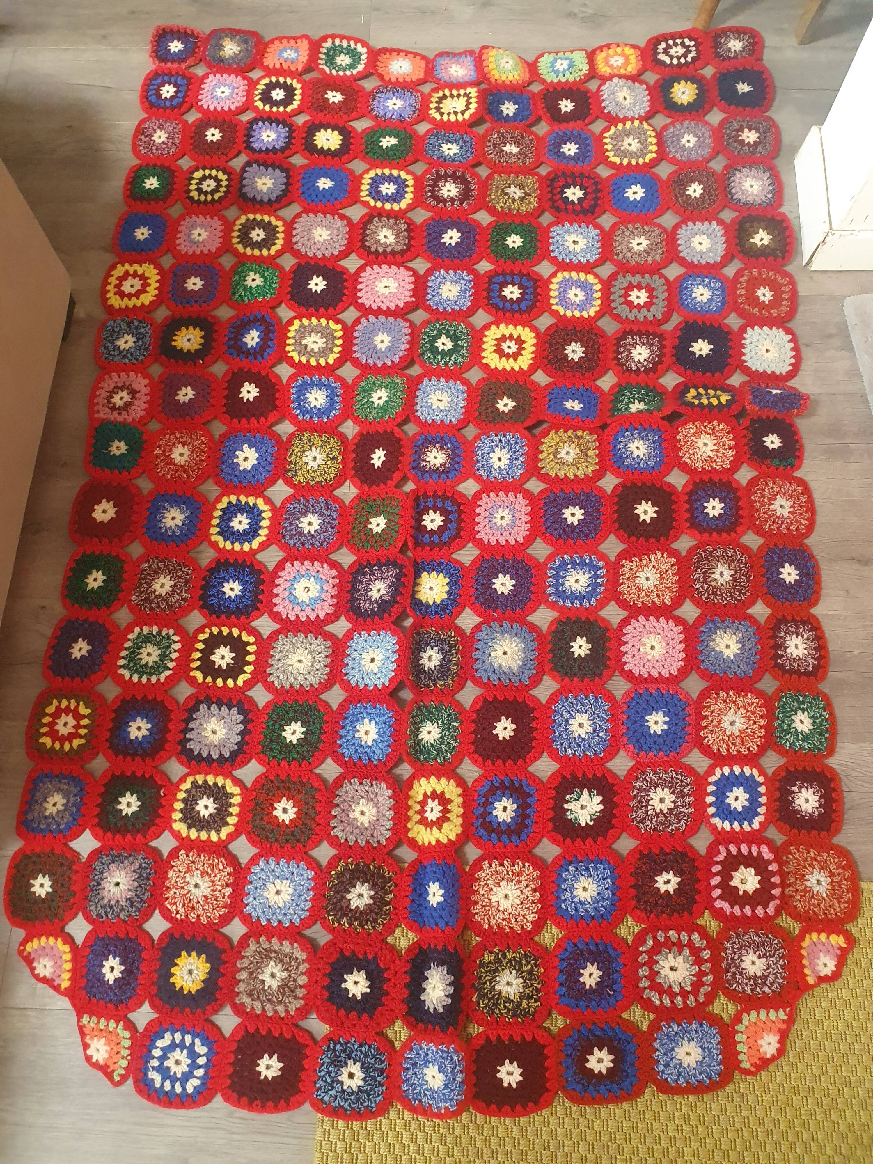 vintage crochet bed cover 180 x 125cm for a single bed red