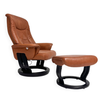 Hjort Knudsen relax chair with ottoman, 1990’s