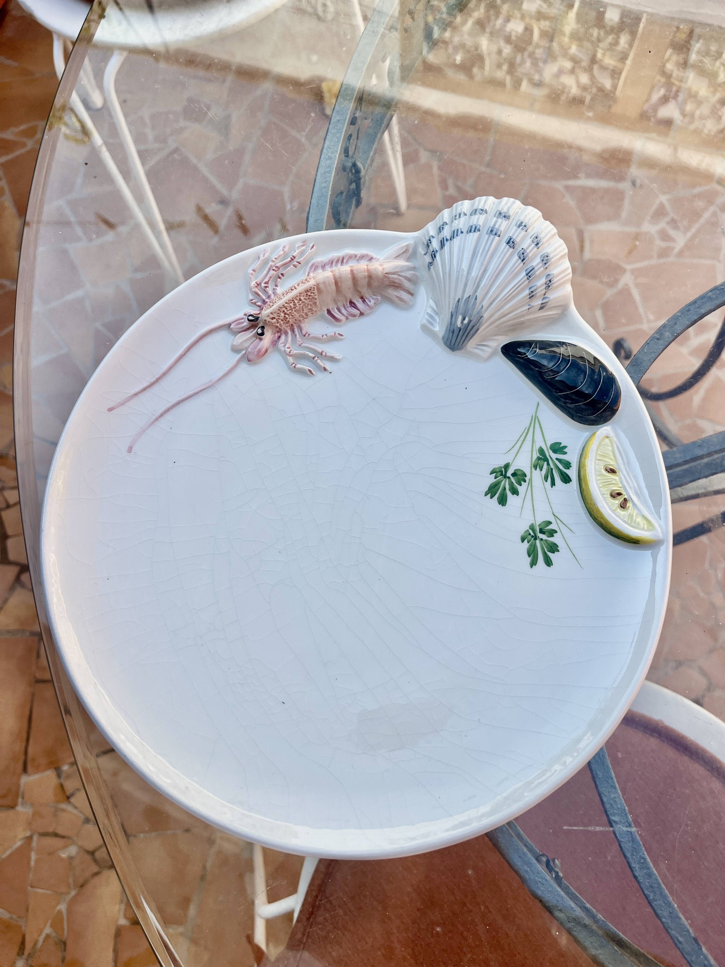 Service of 6 seafood plates Bassano Keramik – Velar – Italy