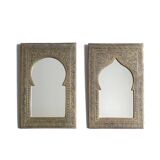 Pair of rectangular Moroccan brass mirrors, 1970s