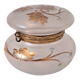 Art nouveau satin glass candy dish with enamel painted floral decor