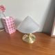 Antique table lamp with pointed glass globe and brass base, antique vintage lighting fixture LAMP-7345