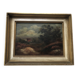 Oil on panel XIX HOUSES IN THE COUNTRYSIDE signed CHARLY in gilded frame XX