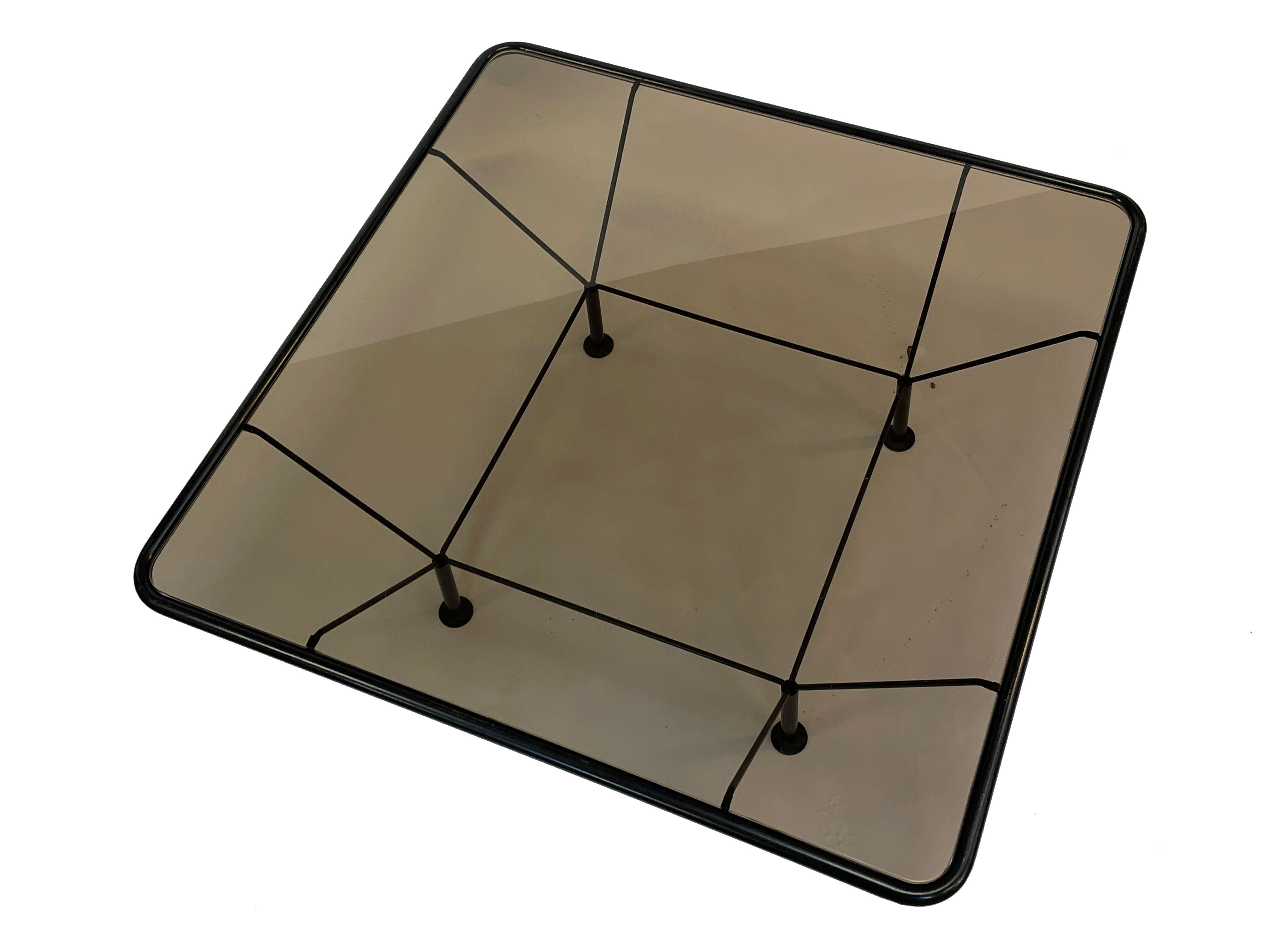 80s metal coffee table and minimalist design glass