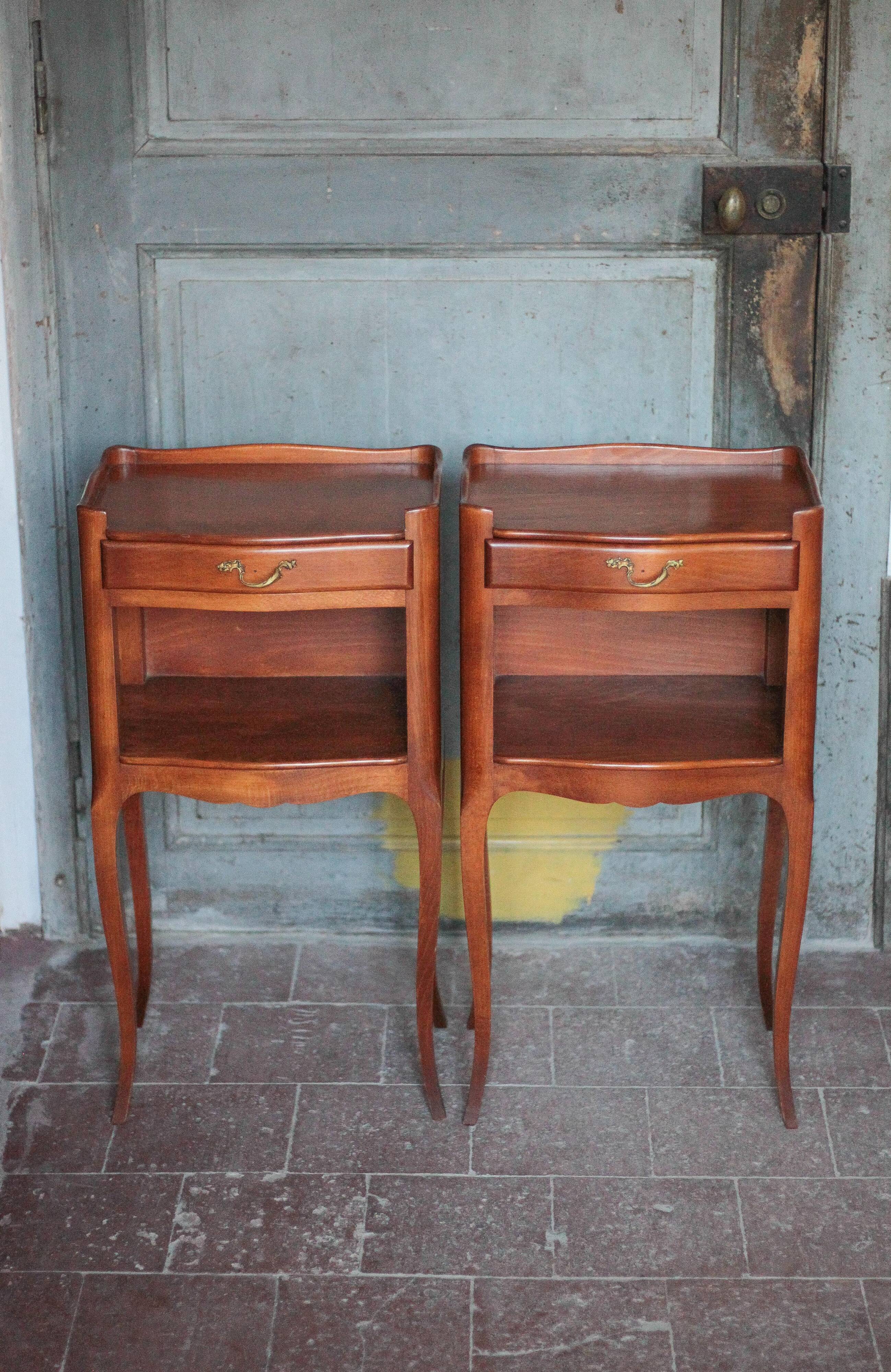Pair of wooden bedside tables, vintage bedside table, side table.