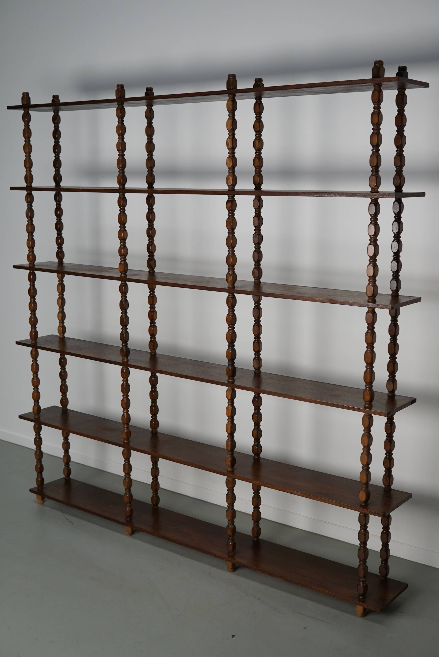 French Oak Mid-Century Bobbin Shelving Unit