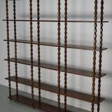 French Oak Mid-Century Bobbin Shelving Unit