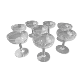 8 vintage champagne glasses Decorated with a ground frieze
