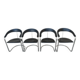 Set of 4 postmodern Canasta leather armchairs by Arrben from the 1970s.