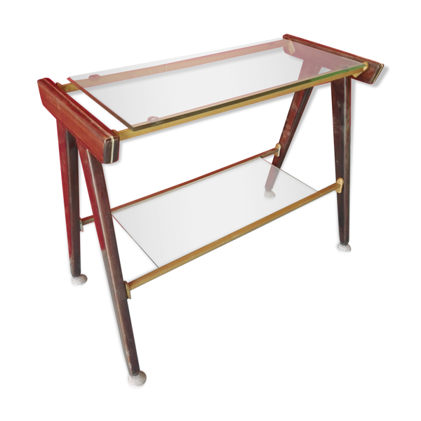 Desserte vintage bois et verre