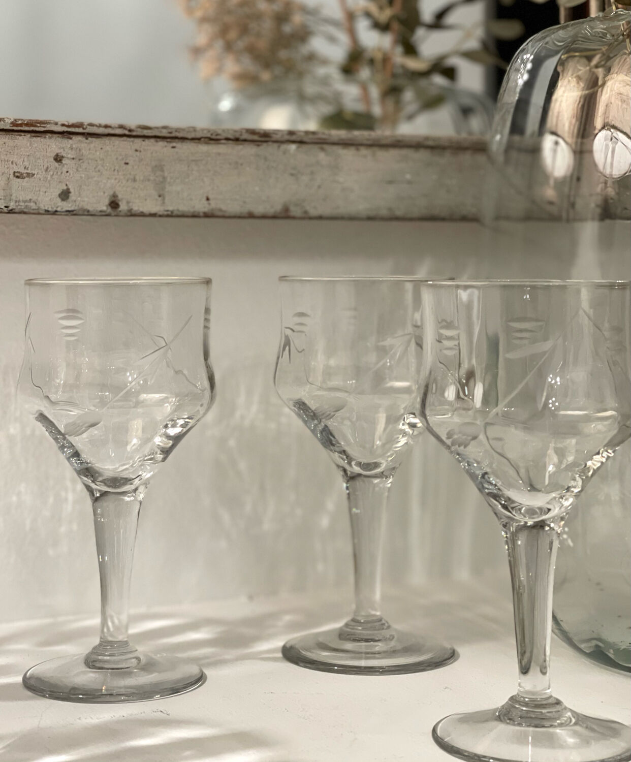 6 antique crystal glasses