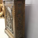 Henri II Style Oak Bonnetière with Joan of Arc Decor, Late 19th Century