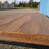 Industrial teak and metal table