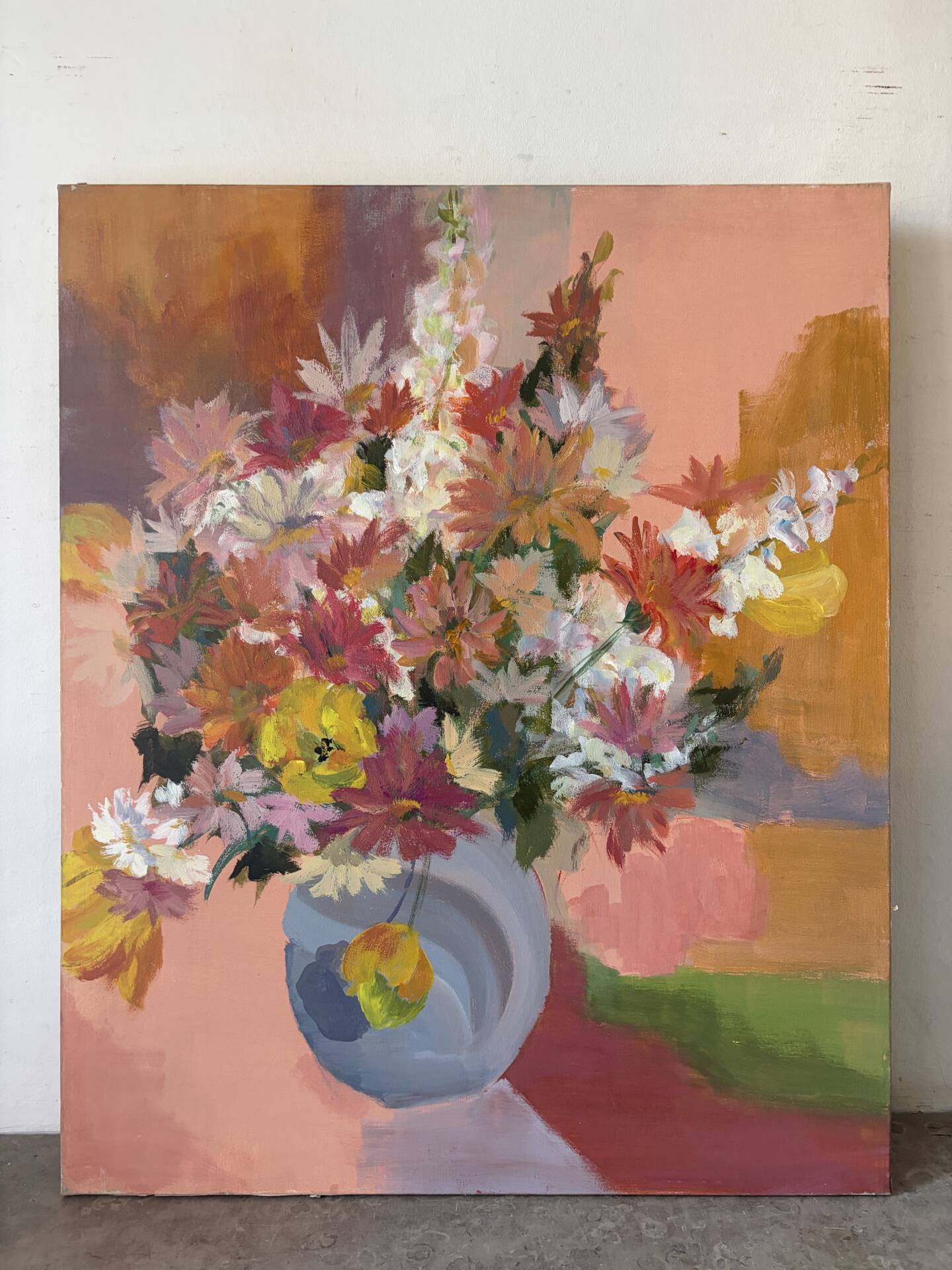 Orange rose bouquet, summer and autumn flowers.