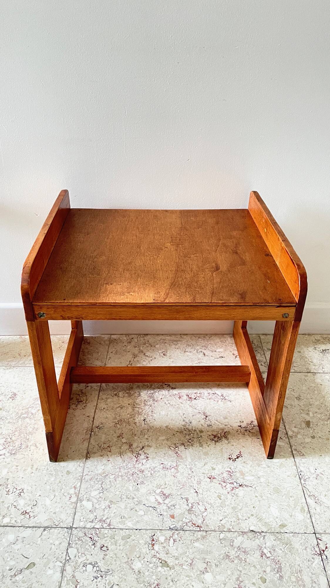 Geometric coffee table wood vintage honey