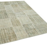 Hand-knotted anatolian contemporary 171 cm x 240 cm beige patchwork carpet