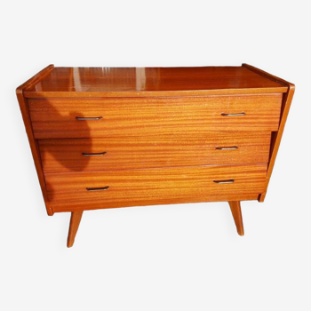 Scandinavian 3-drawer chest of drawers or small vintage sideboard 1960 Good used condition Esthetiq compass feet
