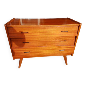 Commode 3 tiroirs scandinave ou petite enfilade vintage 1960 Bon etat d'usage  Pieds compas Esthetiq