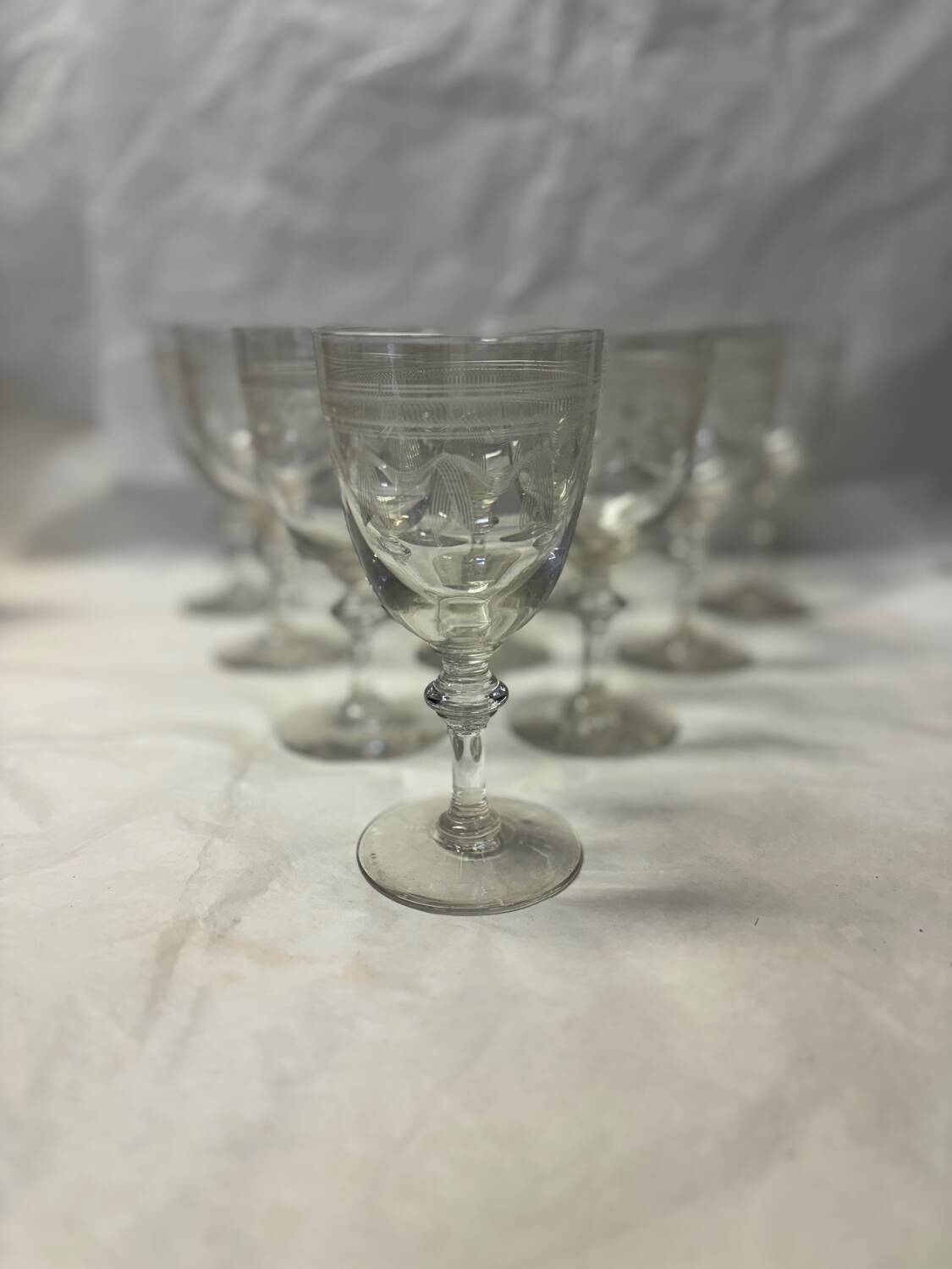 Set of 10 old wine glasses