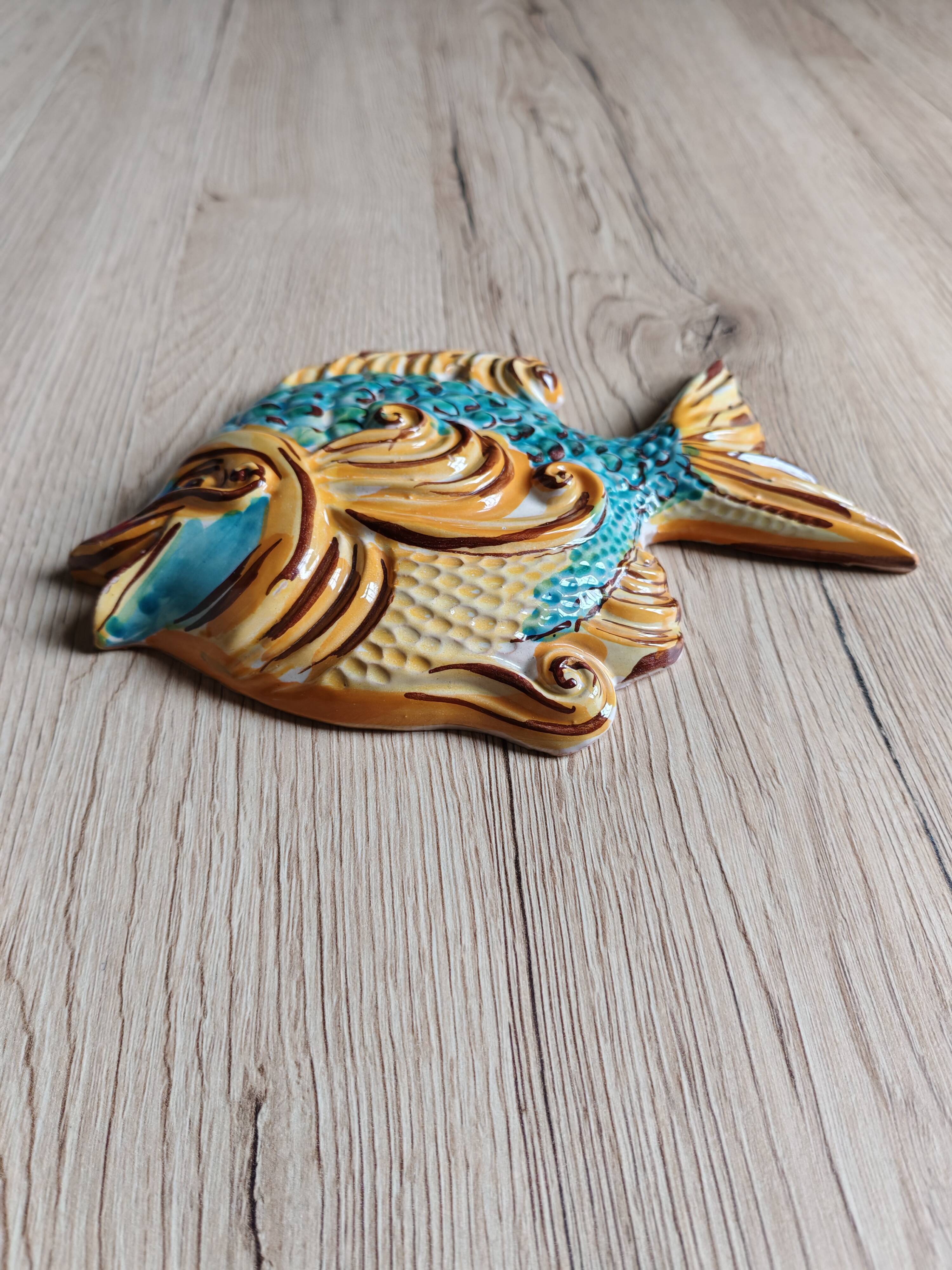 Vintage Ceramic Wall Decorative Fish - Mediterranean Style Decoration