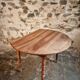 Antique walnut drop-leaf dining table – French round table 110 cm