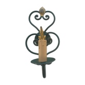 Green metal wall apply and vintage gold foliage