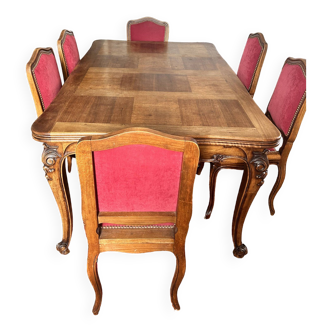 Table et ses 6 chaises style régence