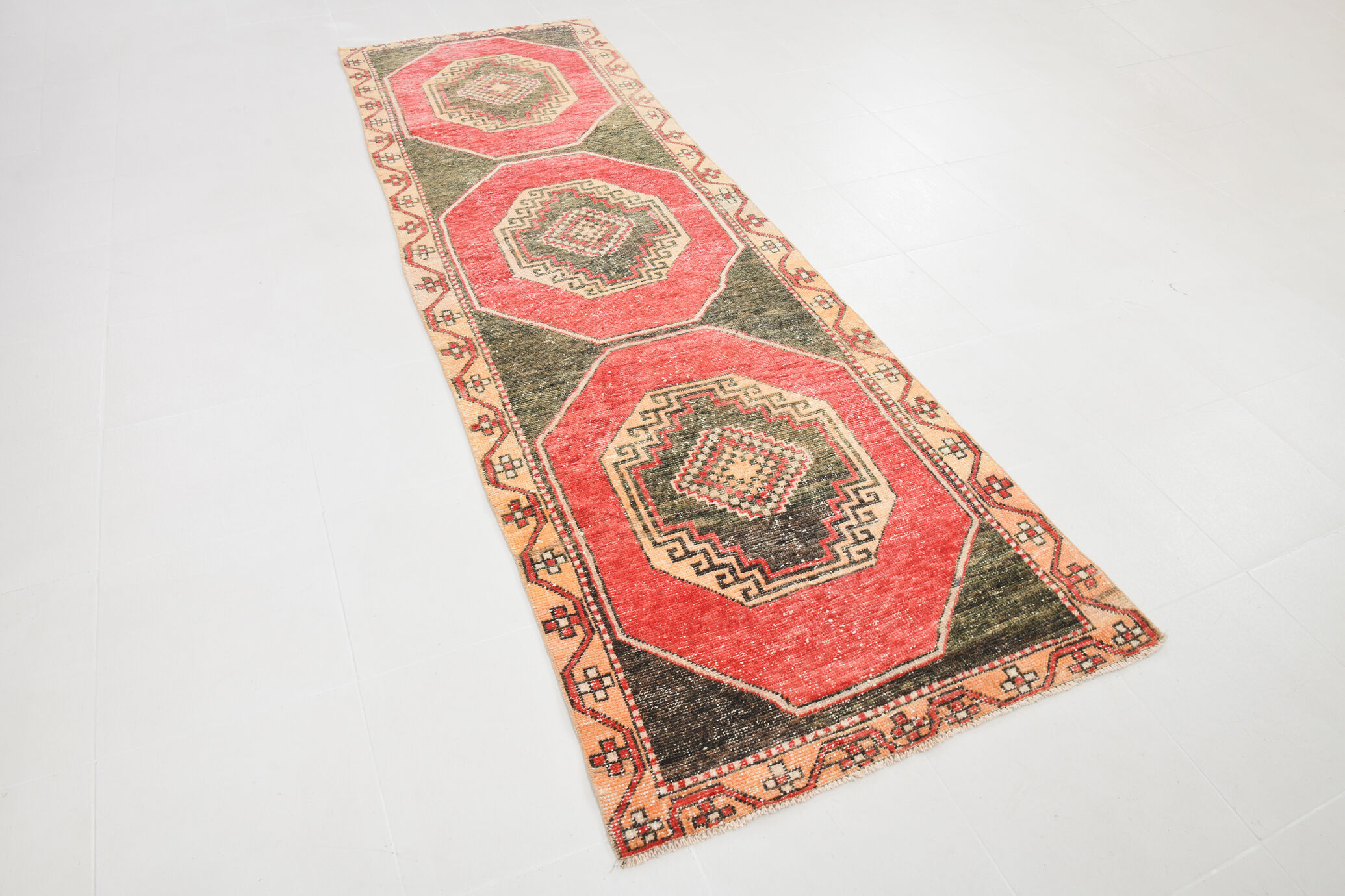 3x10 oriental geometric vintage runner rug,102x323cm
