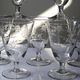 8 engraved crystal wine glasses with a floral design, Bohemia, early 20th century.