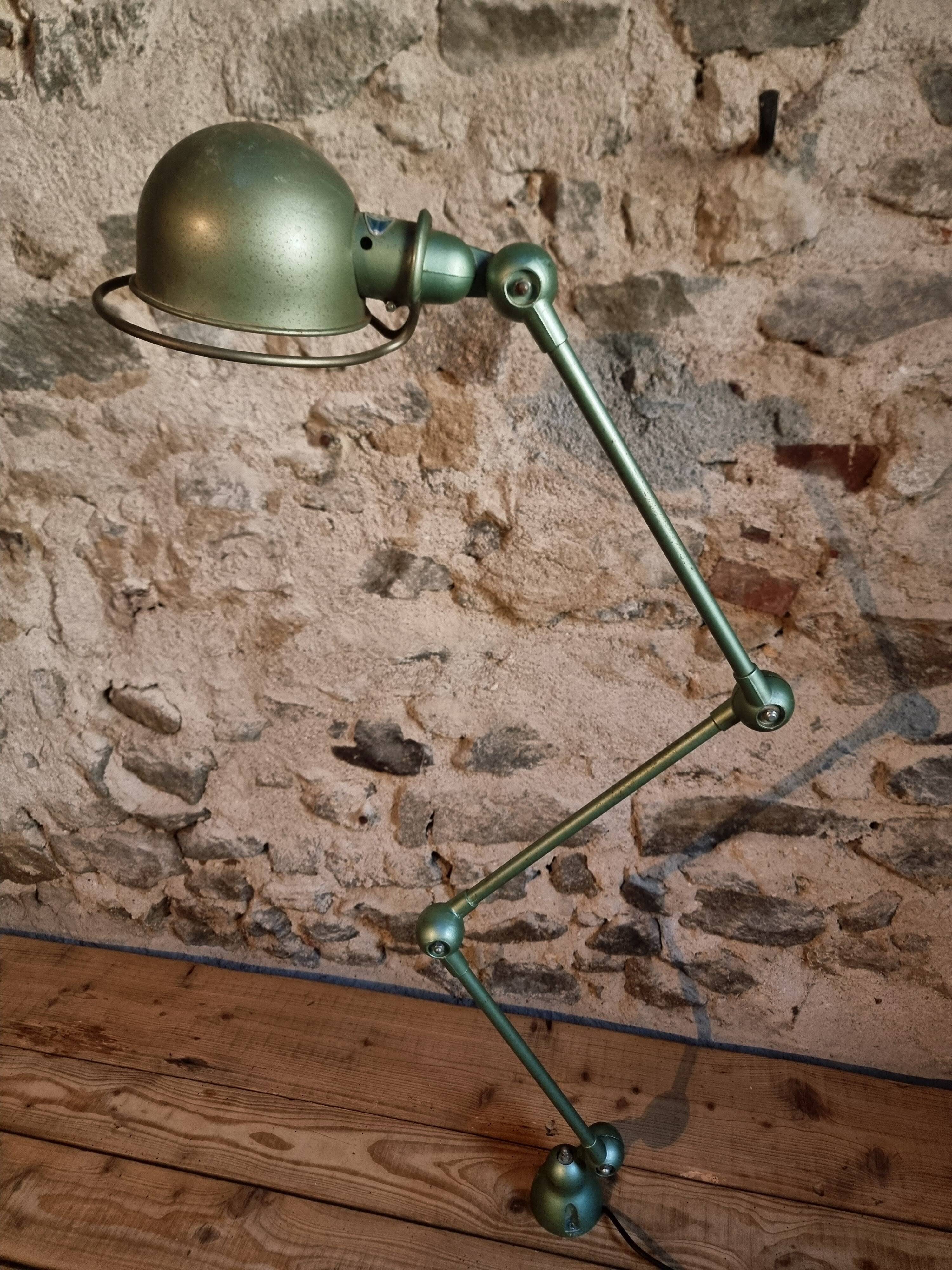 Lampe industrielle vintage Jieldé à 3 bras verte – Lampe de travail française réglable B22