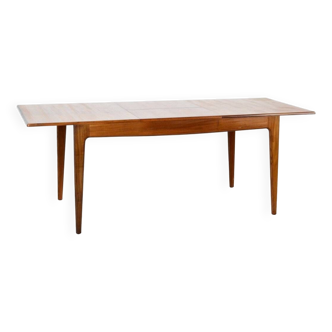 Table à rallonge du milieu du siècle en afromosia par a. plus jeune. vintage moderne / rétro