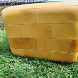 Pouf, cubic synthetic leather stool