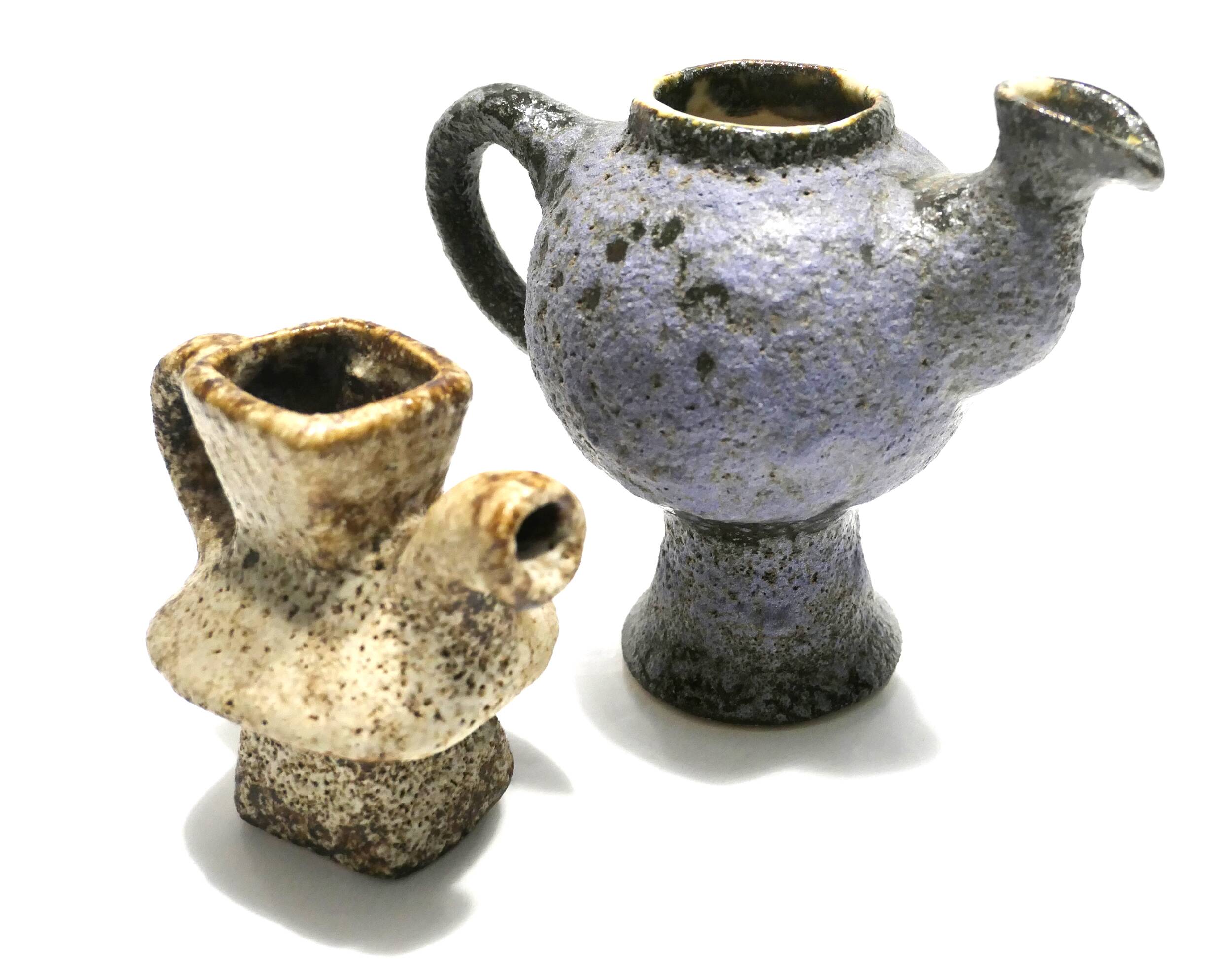 Pair of small ceramics from 1973 by Van Woerden for Vest Gouda