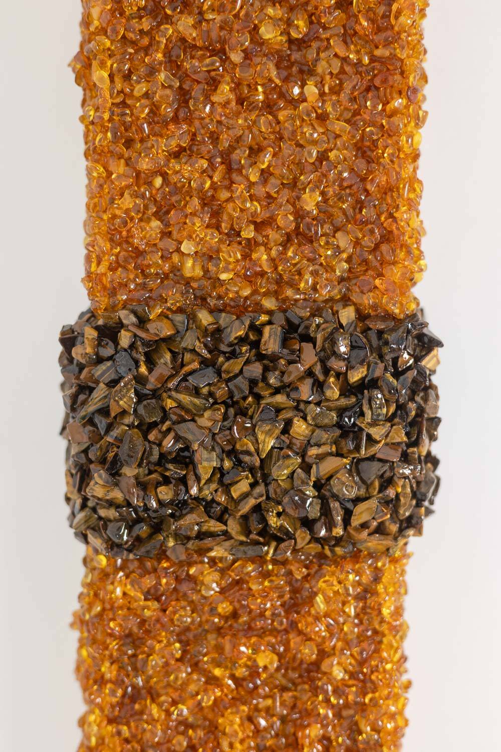 Pair of "Honey" wall lights in amazonite and amber. Contemporary work.