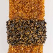 Pair of "Honey" wall lights in amazonite and amber. Contemporary work.