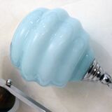 Lampe Art Déco, saturne & opaline bleue 1930'