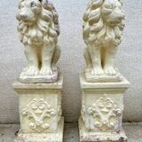 Pair of lion garden statues