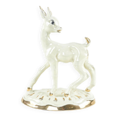 Ceramic deer figurine, glazed Danish pottery from the 1970s